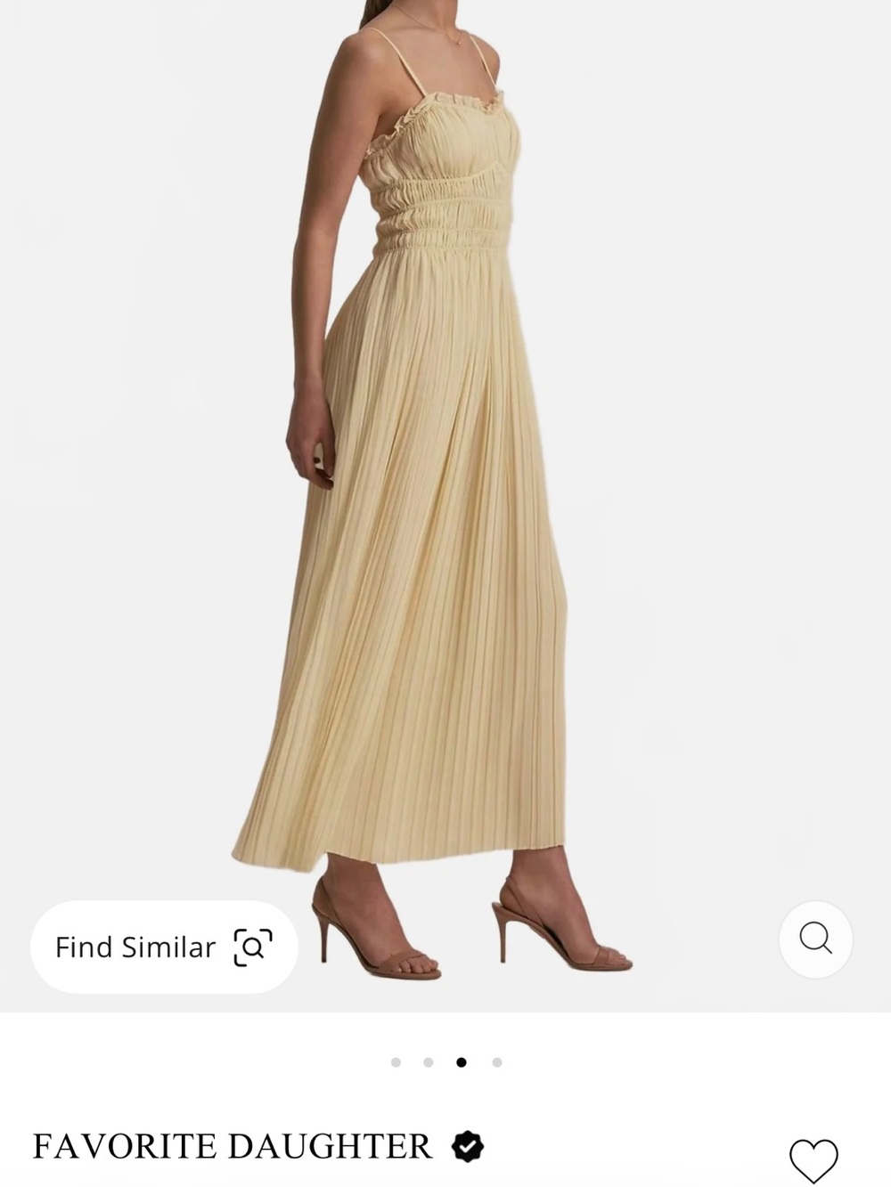 Favorite Daughter Pale Yellow Pleated Maxi Dress with Smocked Bodice